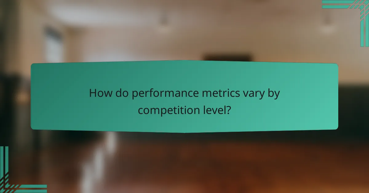 How do performance metrics vary by competition level?