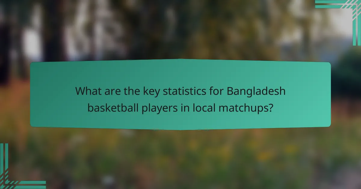 What are the key statistics for Bangladesh basketball players in local matchups?